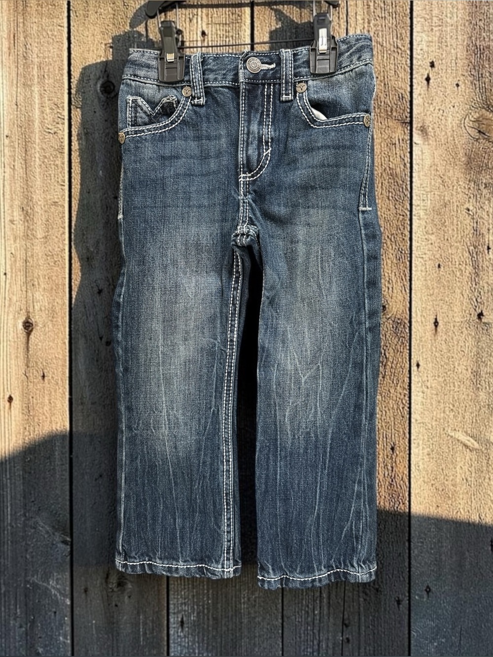 Wrangler 20X Toddler Boys Jeans Size 4T Slim Dark Wash Contrast Stitch
